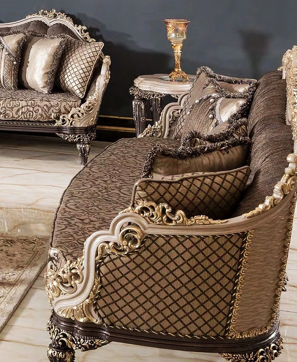 Luxury Design Traditional Dark Carving Sofa Set