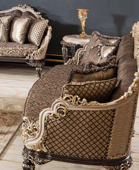 Luxury Design Traditional Dark Carving Sofa Set