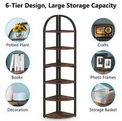 Modern 6 Layer Wooden Corner Bookcase