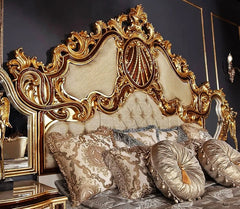 A royal bed sets having cusions on it