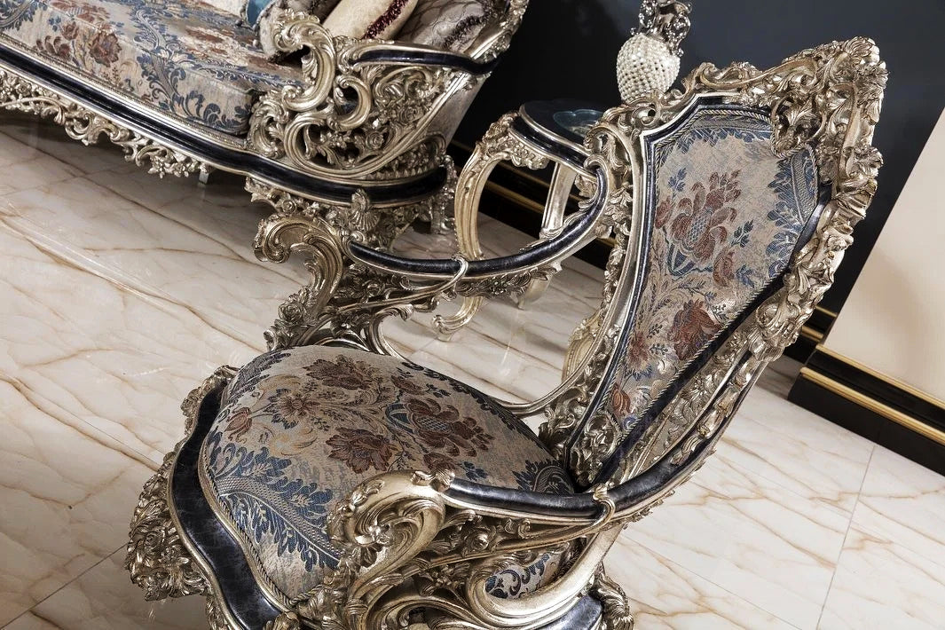 Royal Living Room Solid Wooden Carving Sofa Set