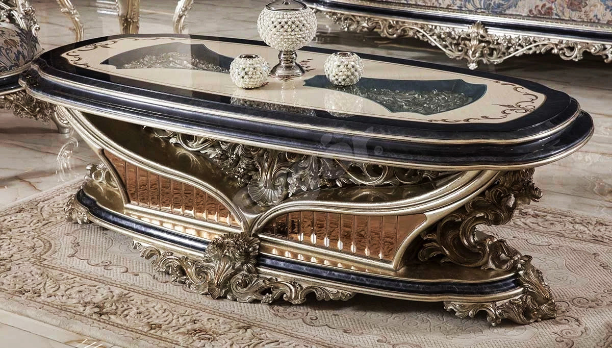 Royal Living Room Solid Wooden Carving Sofa Set