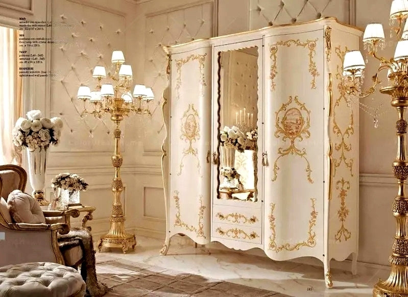 Luxury French Style Glossy Carving Wardrobe