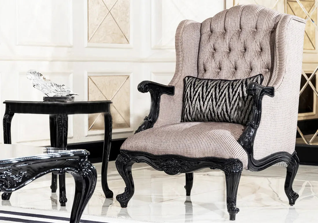 Royal Look Premium Wooden Black Sofa Set