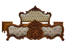 Solid wood carved bed