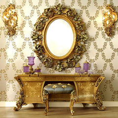 Luxury Baroque Style Carving Solid Teak Wood Dressing Table