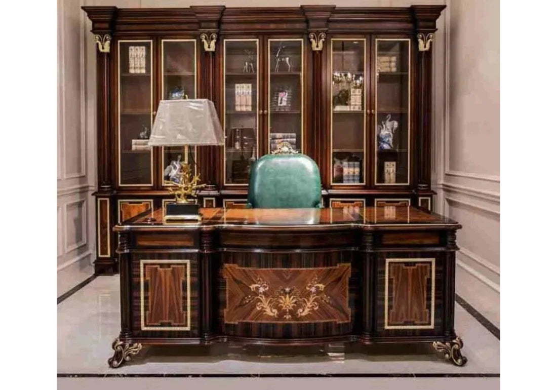 Beautifully Hand Carved Teak Office Desk