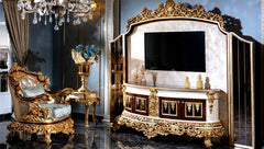Royal And Exquisite Glossy Carving TV Unit