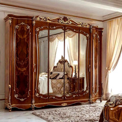 Classic European Style Glossy Carving Wardrobe