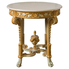 Luxury Solid Teak Wood Carving and Louis XVI Style Side Table