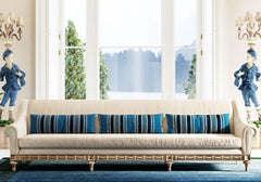 White and Blue Color Premium 3 Seater Sofa