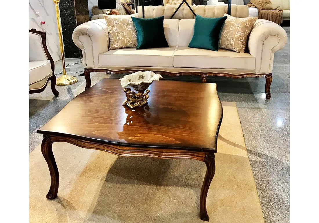 Classical Look Solid Wood Handcrafted Sofa Set and Table