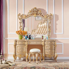 Luxury Modern European Style Glossy Carving Dressing Table