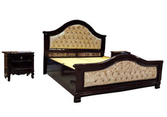 Teak wood Walnut Finish Bed Set