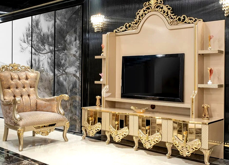 Classic Wooden Hand carving Luxury TV Unit