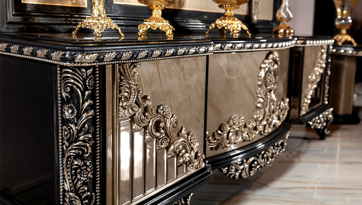 Luxury And Exquisite Hand Carving Teak Wood TV Unit
