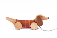 Personalized Wooden Red Dog Pull Along Kids Toy