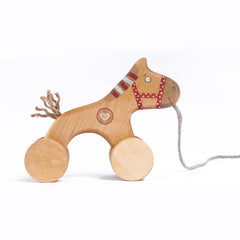 Wooden Pull Along Horse Toy for Toddlers