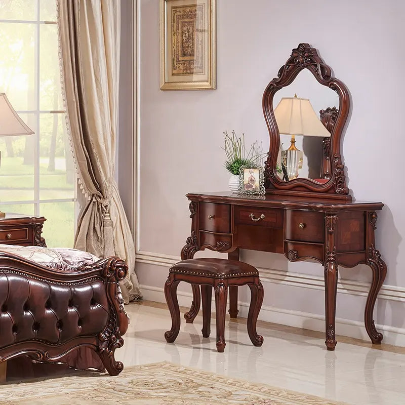 retro wooden dressing table Luxury Antique European Style Carving Dressing Table