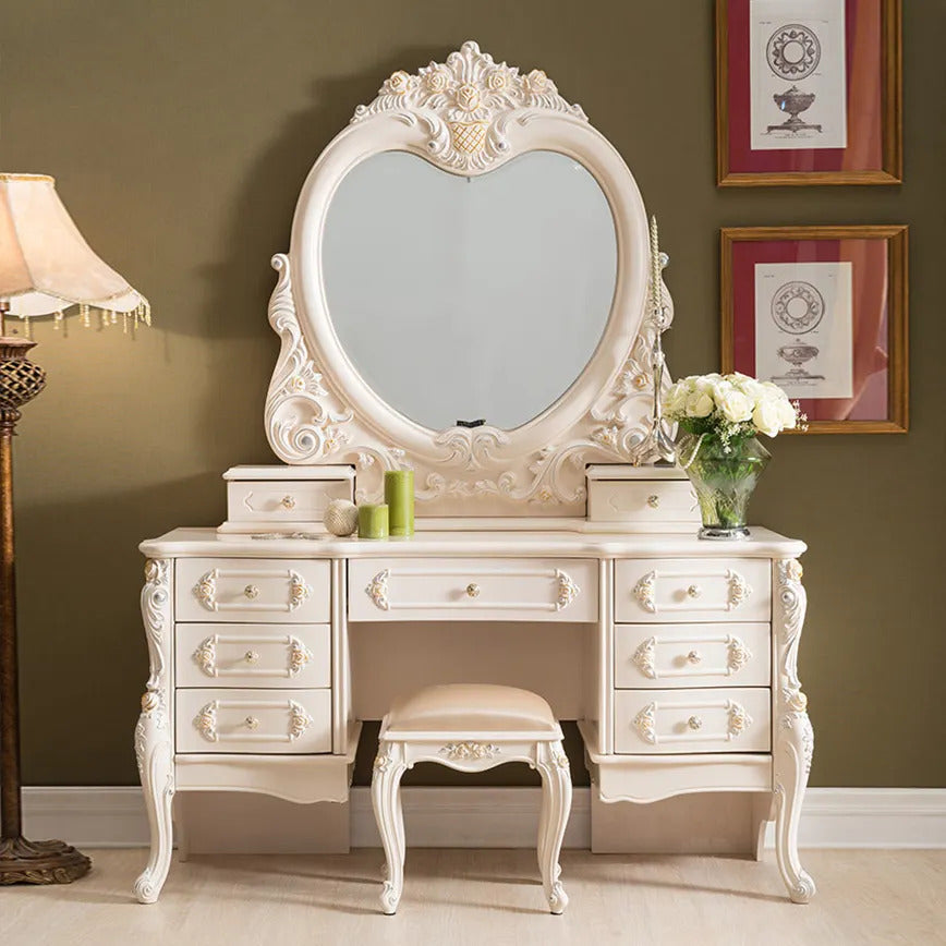 white dressing table design Flickinger Desk Vanity Fleur de Lis Living Color: Bone White