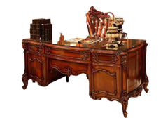 Opulent Hand Carving Teak Wooden Office Desk