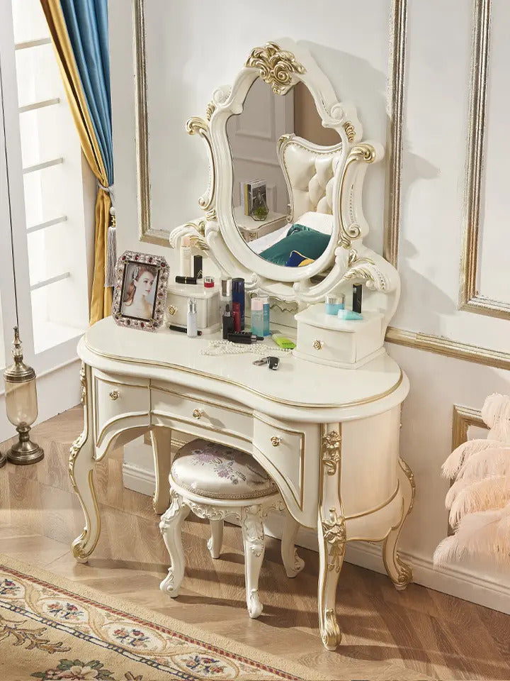 Luxury Modern Bespoke Style Carving Dressing Table Gold Luxury Modern Bespoke Style Carving Dressing Table Gold