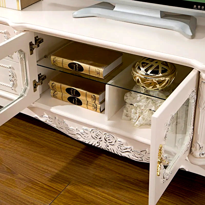 Exquisite French Style Hand Carving TV Cabinet
