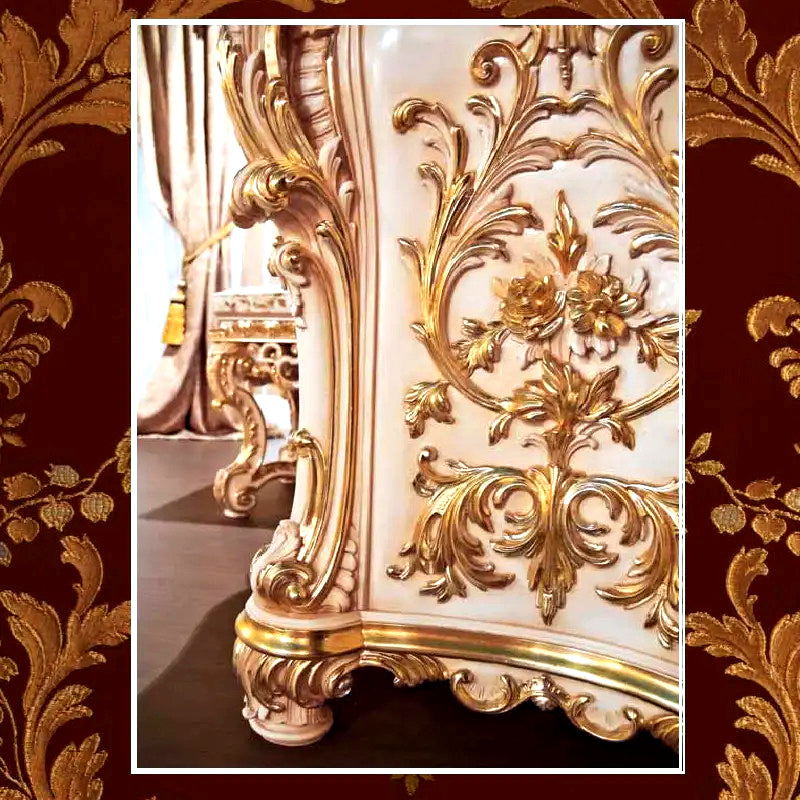 Classic Exquisite Hand Carving Solid Teak Wood Dressing Table