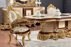 Luxury Classic European Style Carving Dining Table Set