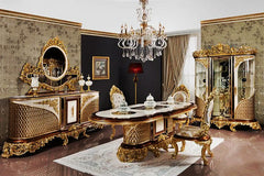 Luxury Classic European Style Carving Dining Table Set