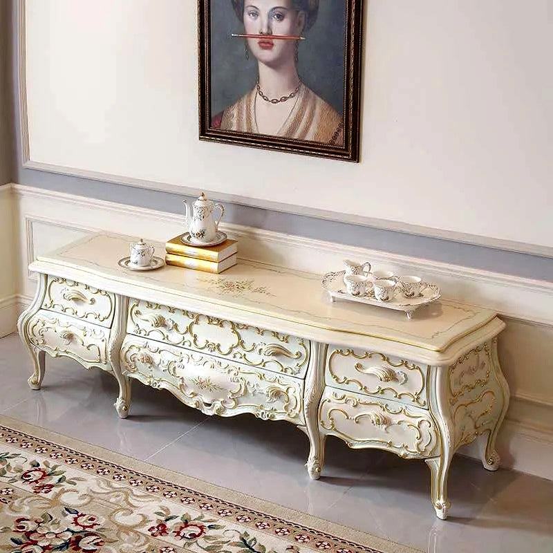 Classic European Style Teak Wood TV cabinet