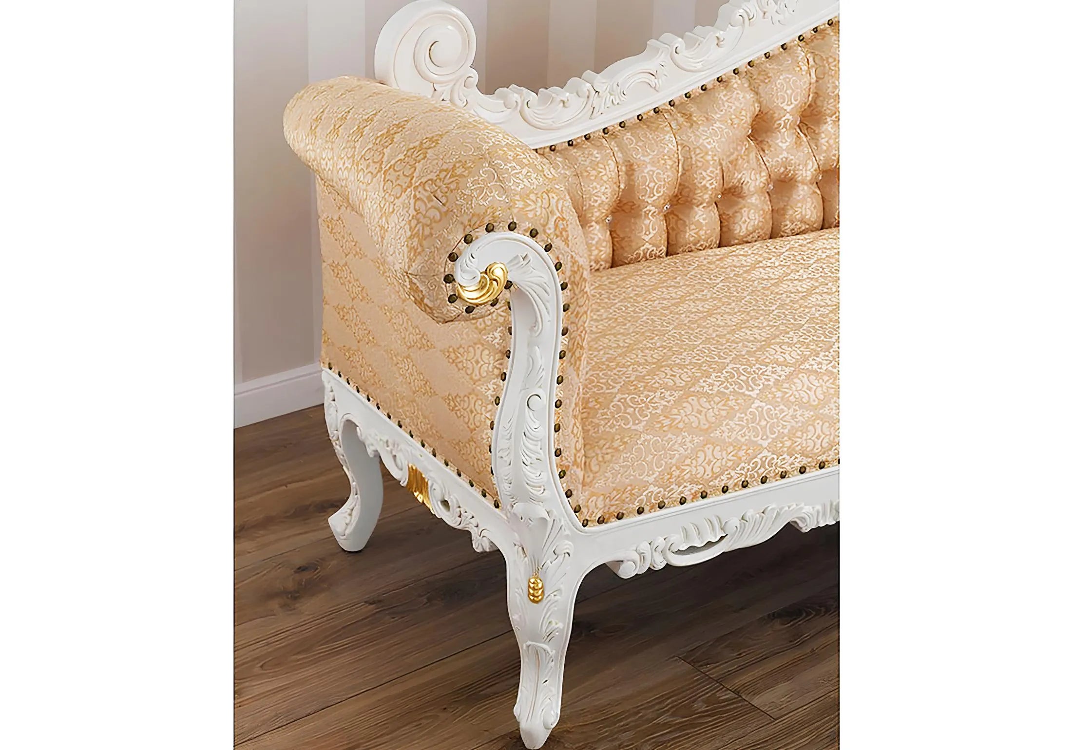 Luxury and Premium Solid Wood Barock Style Chaise Lounge