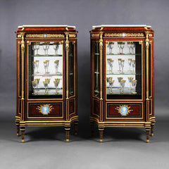 Luxury Louis XVI Style Vitrines with Wedgwood Plaques