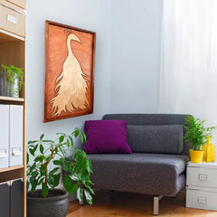 Graceful Wooden Golden Peacock Wall Art Decoration