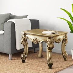 Luxury Italian Design Solid Teak Wood Carving Side Table