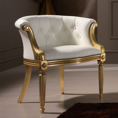 Luxury Design Traditional Golden Polished Carving Armchair