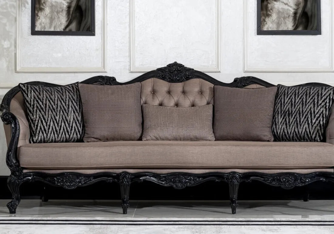 Royal and Premium Wooden Black Sofa Set