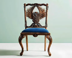 Handmade Teakwood Owl Design Armchair