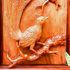Artistic Style Hand Carved Teakwood Bird Wall Decor