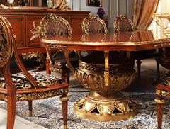 Luxury European Style Hand Carving Dining Table Set