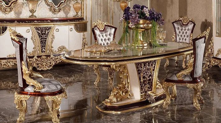 Royal Carved Dining Table and Chair Set
