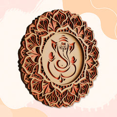 Ganesha Design Spiritual Mandala Teakwood Wall Decor