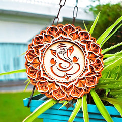 Ganesha Design Spiritual Mandala Teakwood Wall Decor